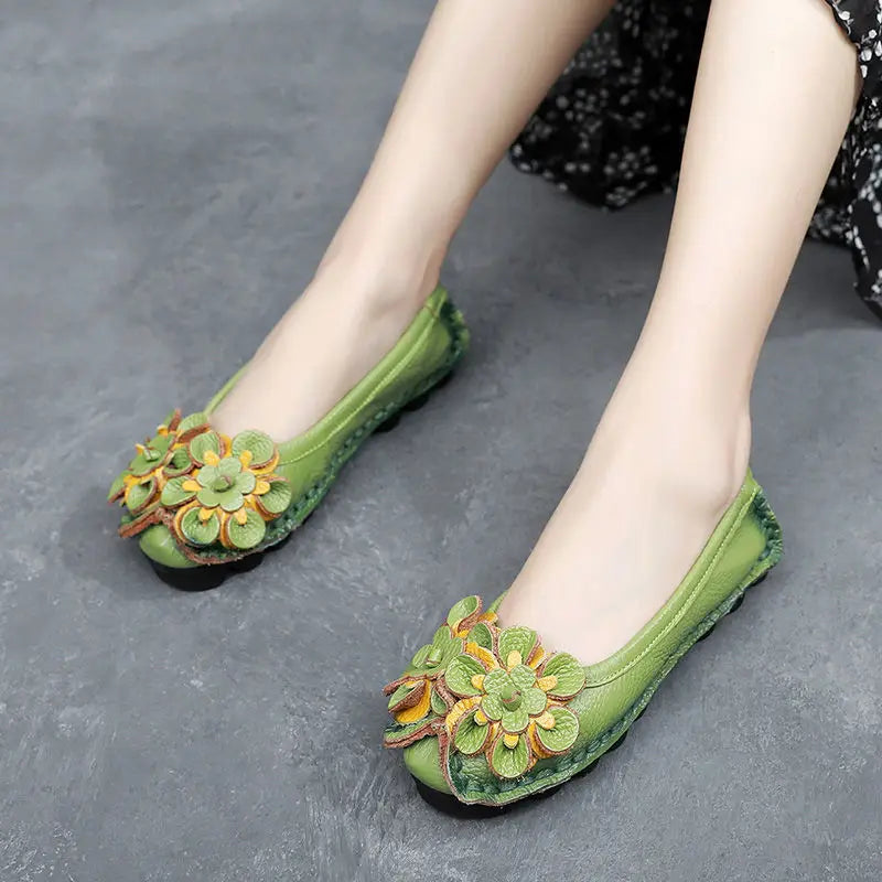 Mocassin Ballerines Floréa – Élégance Vintage et Charme Fleuri