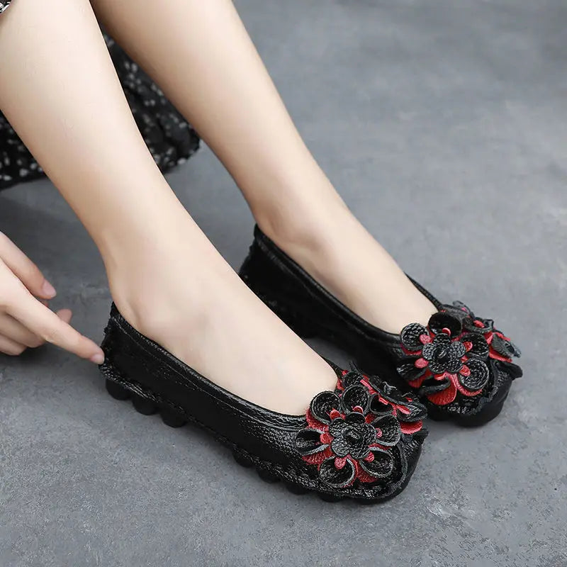 Mocassin Ballerines Floréa – Élégance Vintage et Charme Fleuri