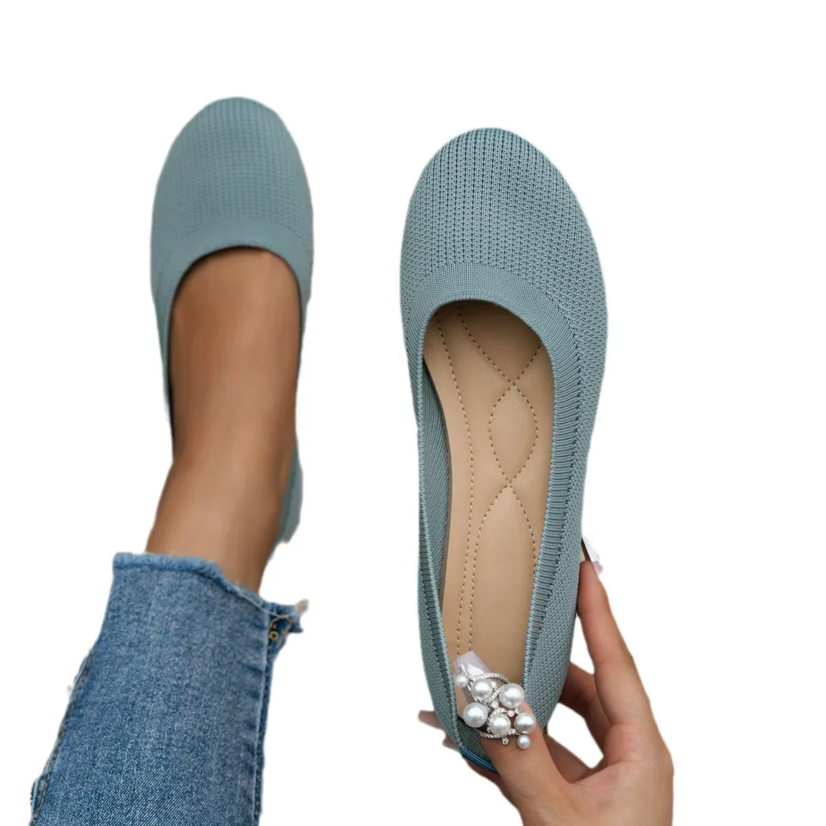 Mocassin femme noire NoEnName_Null Bleu