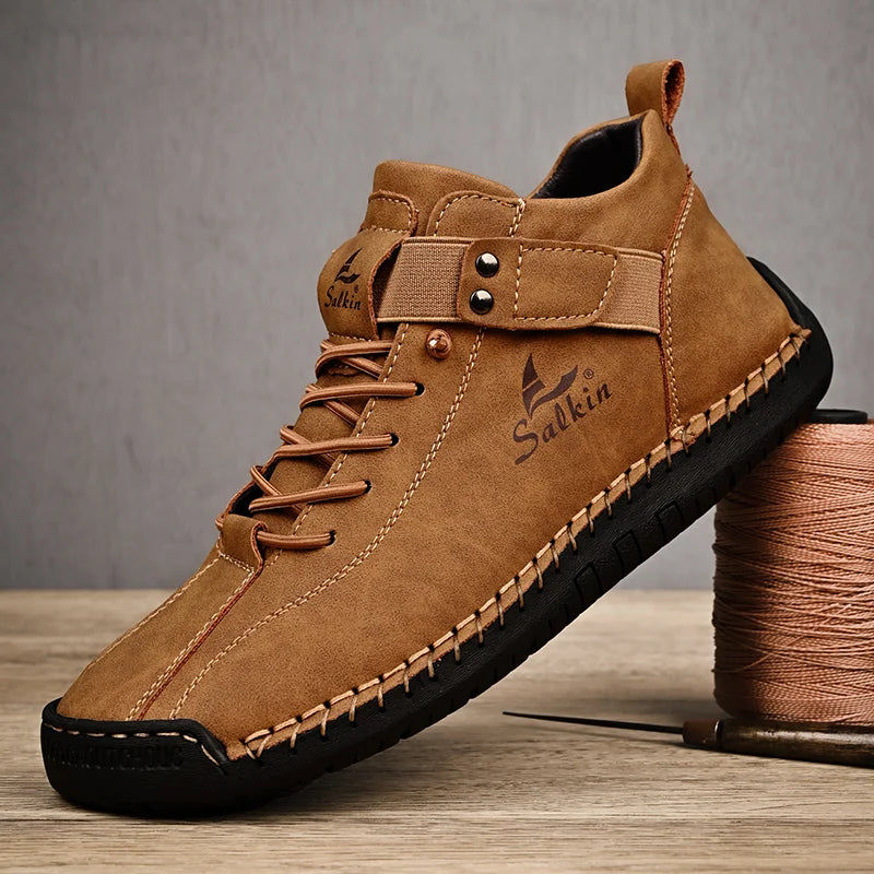 Mocassin homme en cuir bottine d’hiver Gris
