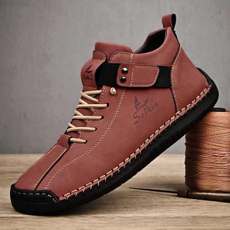 Mocassin homme en cuir bottine d’hiver Marron