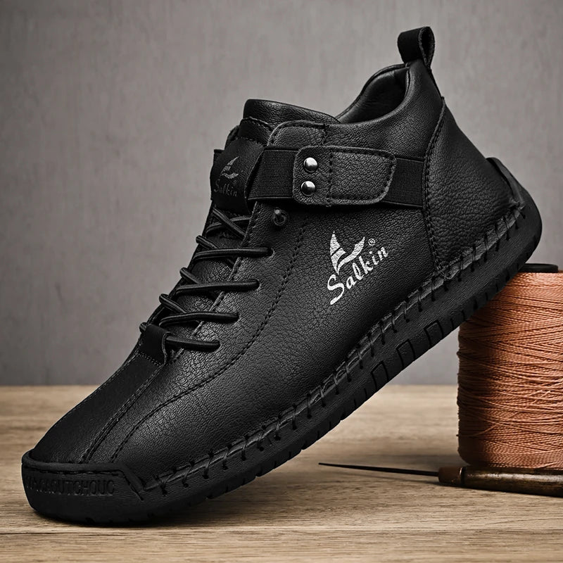 Mocassin homme en cuir bottine d’hiver Noir