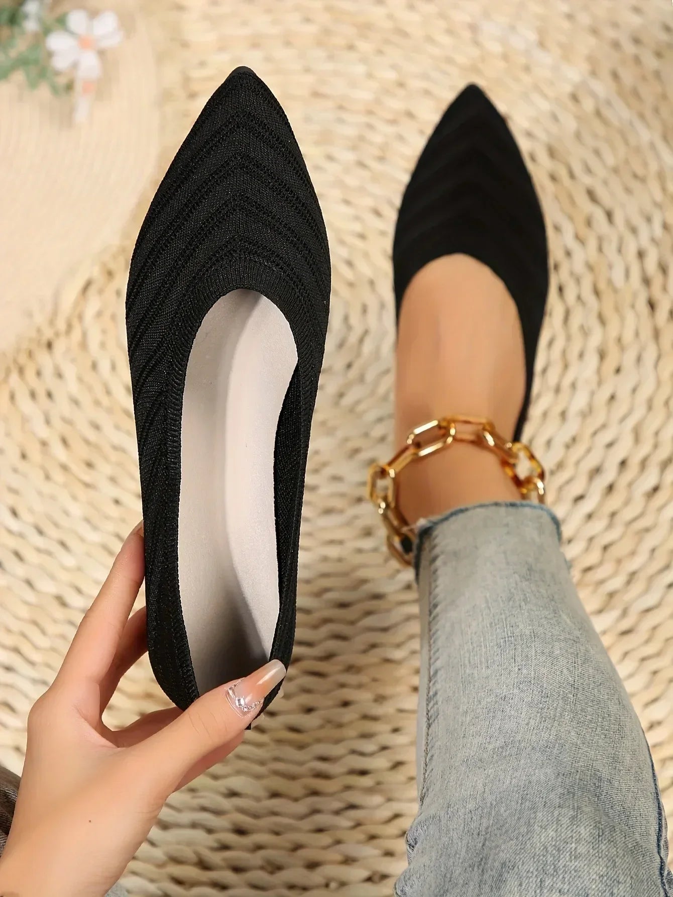 Mocassin vernis femme chic tissé et  bout pointu - Barrie Shop