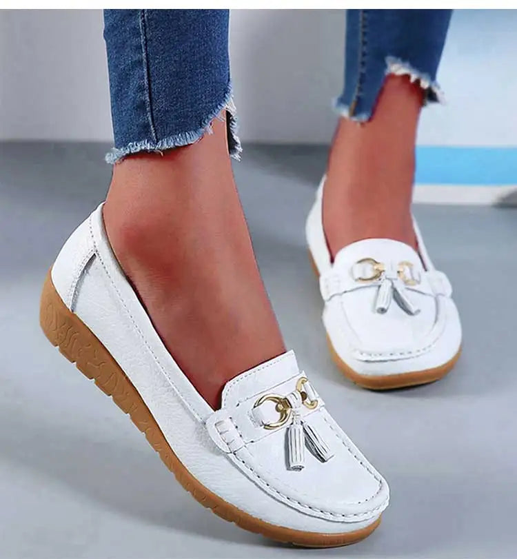 Mocassin femme élégante bout rond doublure en daim - Barrie Shop