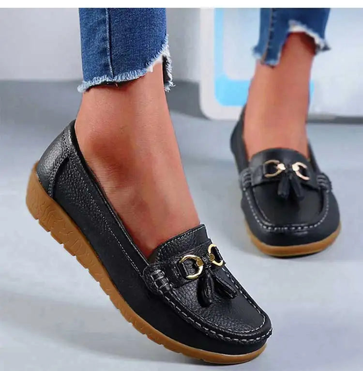 Mocassin femme élégante bout rond doublure en daim - Barrie Shop