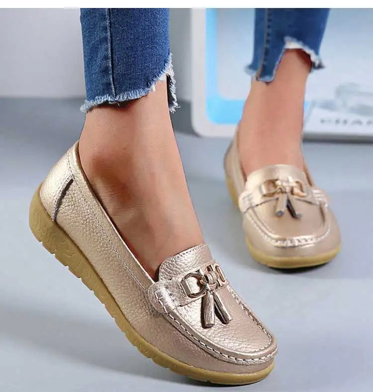 Mocassin femme élégante bout rond doublure en daim - Barrie Shop