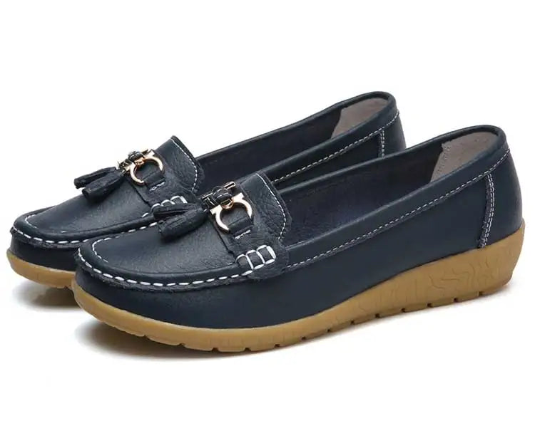 Mocassin femme élégante bout rond doublure en daim - Barrie Shop