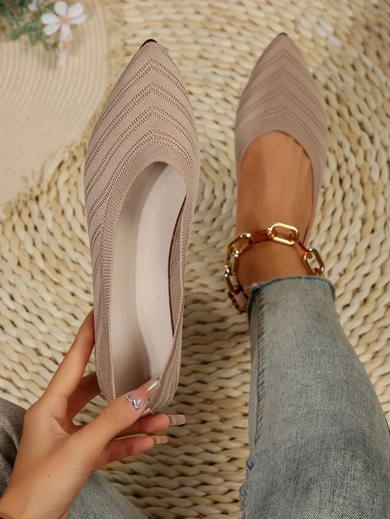 Mocassin vernis femme chic tissé et  bout pointu - Barrie Shop