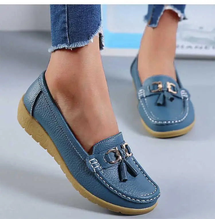 Mocassin femme élégante bout rond doublure en daim - Barrie Shop