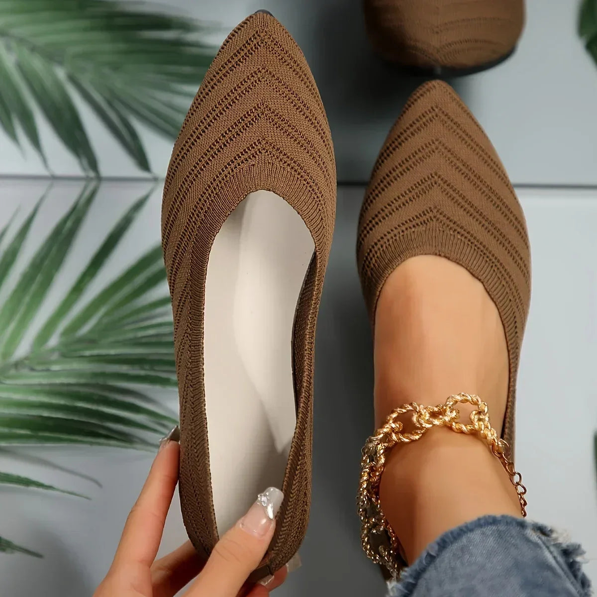 Mocassin vernis femme chic tissé et  bout pointu - Barrie Shop