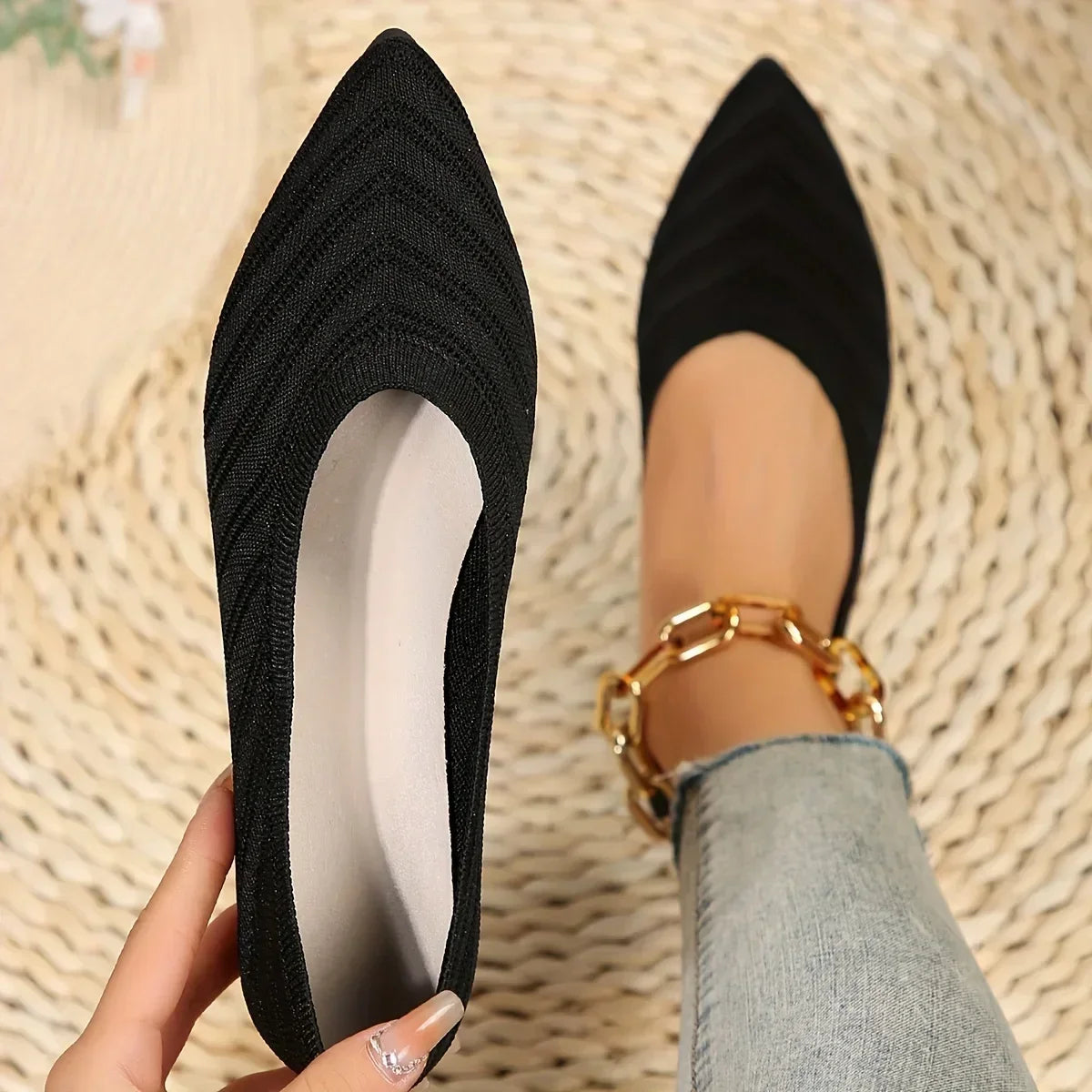 Mocassin vernis femme chic tissé et  bout pointu - Barrie Shop