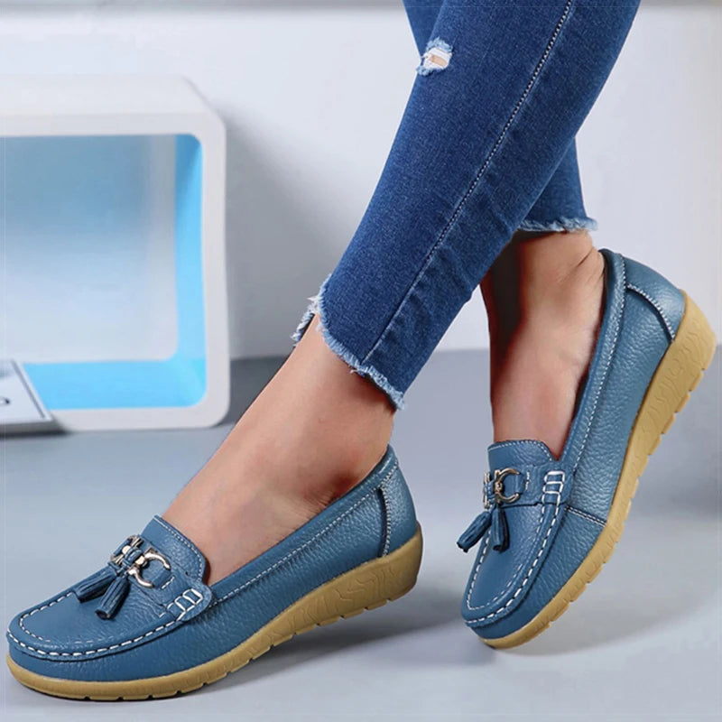 Mocassin femme élégante bout rond doublure en daim - Barrie Shop