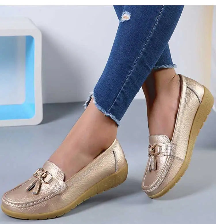 Mocassin femme élégante bout rond doublure en daim - Barrie Shop
