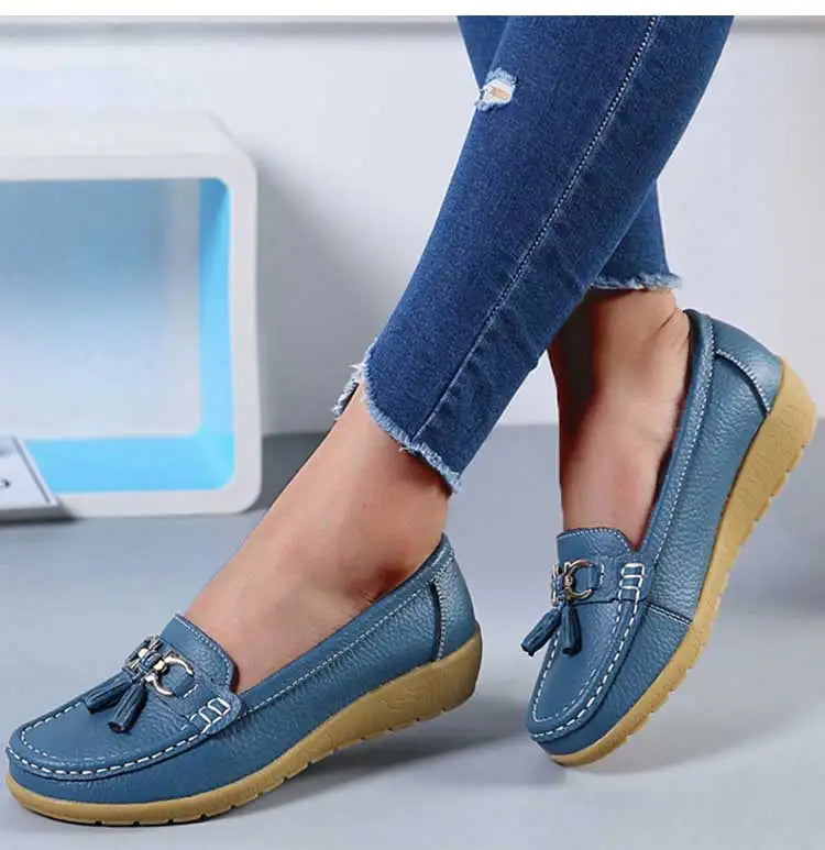 Mocassin femme élégante bout rond doublure en daim - Barrie Shop