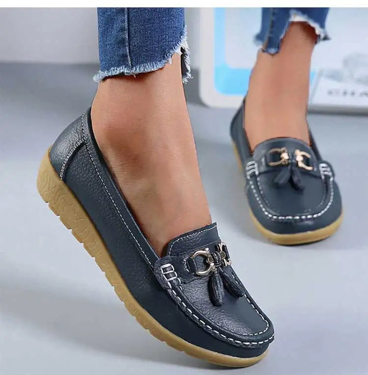 Mocassin femme élégante bout rond doublure en daim - Barrie Shop