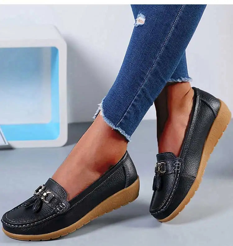 Mocassin femme élégante bout rond doublure en daim - Barrie Shop