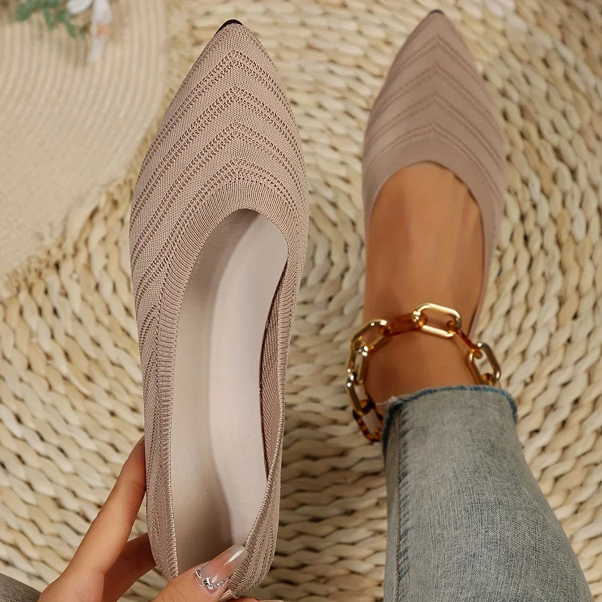 Mocassin vernis femme chic tissé et  bout pointu - Barrie Shop